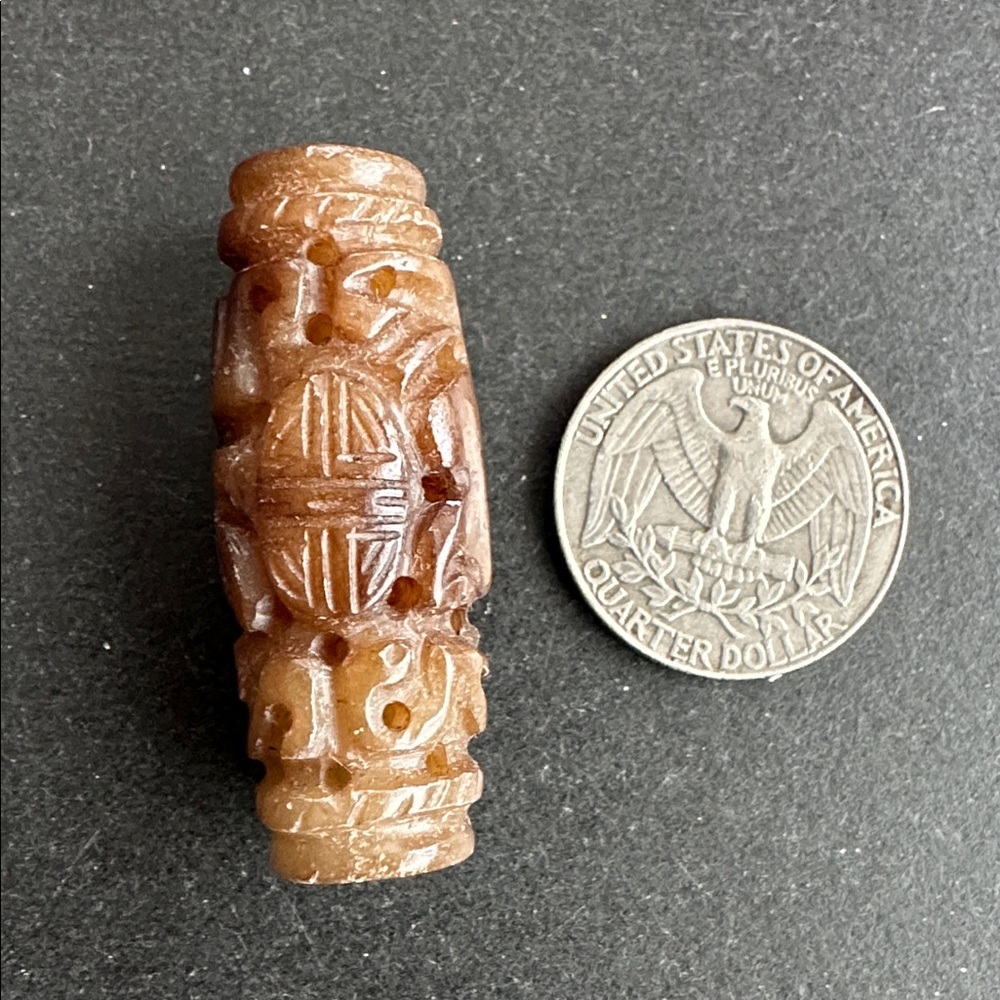 RARE Vintage Chinese Carved Stone Bead